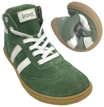 High Top Sneaker DREW Merino Wollfutter Barfußschuhe in Grün Zipper & Schnürung KOEL 08M042.305