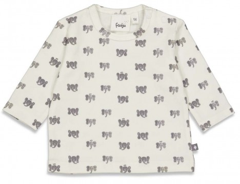 BIO BW Jersey Shirt Langarm in Offwhite mit Mini Elefant AOP für Babys von FEETJE *Hi Elephant* 1791