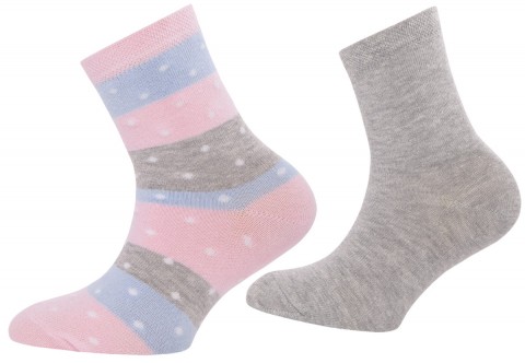 Doppelpack Söckchen / Mädchen Socken in Pastell Rosa, Grau und Hellblau von EWERS 201084