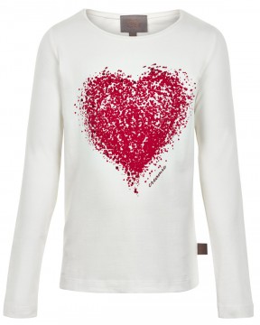 LA Shirt in Cremé Weiß mit Rotem Herz, Logo sowie Straßsteinchen verziert von CREAMIE 820766