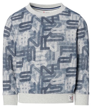 Lässiger Sweater in Grau / Jeansblau AOP aus Recycelter BW von NOPPIES 2580213