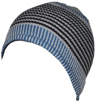 Strickmütze aus 100% BW in Grau /Blau mit BW Fleece Futter, Ohrenausarbeitung v. MAXIMO 359300