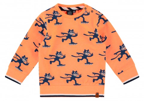 Frecher Sommersweater in Neon Orange mit Skater Katze für Mini Boys von BABYFACE 21107423