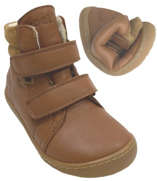 Schurwoll gefütterte Barfußschuhe aus Glattleder in Cognac * DEMIL * von KOEL Barefoot 07T053.102