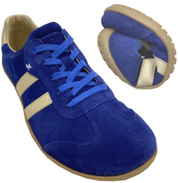 Barfuß - Sneaker aus Nubukleder in Royal Blue mit hellem Str. von KOEL "ILO Suede"