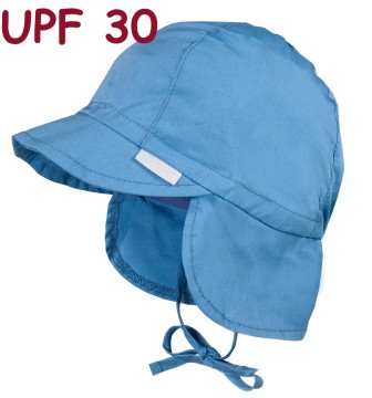Baby Basic Schirmmütze z. binden + Nackenschutz in Uni Jeans UPF 30 von MAXIMO 98570