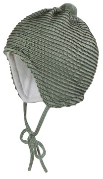 Strickmütze aus Merino Wolle z. binden in Jadegrün mit BW Fleece Futter von MAXIMO 380700