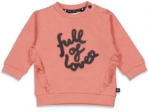 Süßer Sweater in Terra Old Rose mit Front Patch &amp; Volantbesatz von FEETJE &quot;Full Of Love&quot; 1747