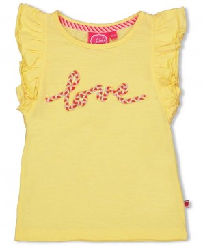 Sommerlich leichtes Shirt mit Volantärmel, Zitronengelb mit 3D Patch von JUBEL &quot;Tutti Frutti&quot; 0294