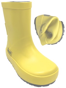 Breite Barfuß Gummistiefel / Wellie, super flexibel, anatomische Zehenbox KOEL V2 in Gelb Uni