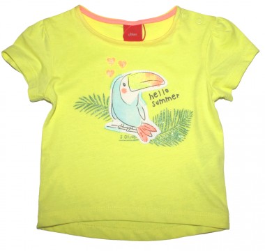 Süßes T-Shirt in Zitronengelb mit Pelikan Stick und Glitzer Palmenprint von S.OLIVER 5729