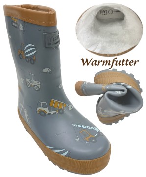 Gummistiefel Mittelschaft o.Stulpe + Warmfutter in Steingrau Baustellenfahrzeuge von MAXIMO 135465