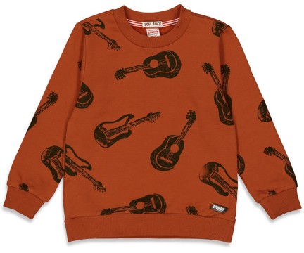 Cooler, kuschelig weicher Sweater in Rot Braun mit Gitarren Print von STURDY 0495