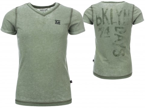 T - Shirt aus weichem BW Mix Ausbrenner Look für Boys in Army / Khaki von BLUE REBEL 8136004