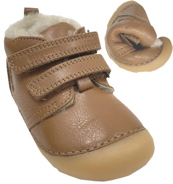 Knautschige Lammfell gefütterte Lederschuhe von BISGAARD * Carter Lamb * in Cognac