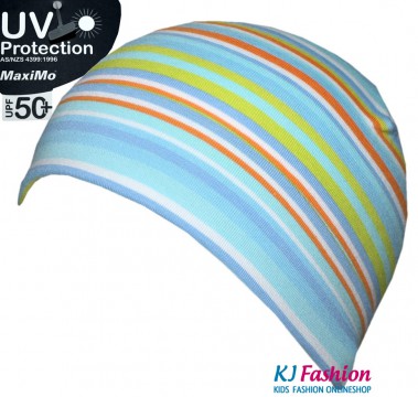 BW Jersey Mütze, Topfmütze Ringel von MAXIMO UV 50+ Pastell Blau, Orange 333185-8107