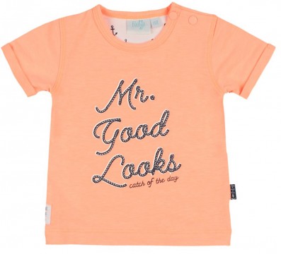cooles T-Shirt in Neon Orange mit Front Print &quot;Mr. Good Looks&quot; von FEETJE 0534