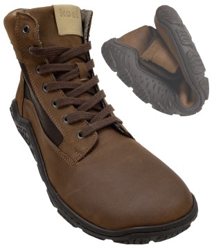 Derber Barfußstiefel in Schokobraun mit Merinowoll Futter aus Hydro Leder *ROMI* von KOEL 35L004.235