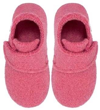 Hausschuhe aus Wolle + TPR Sohle mit Klett regulierbar von NANGA in Azalee Uni * Leila 2.0 *