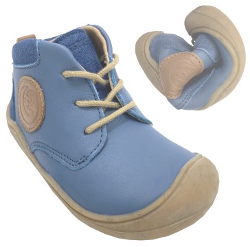 Barfußschuhe Schnürer aus BIO Nappa Leder in Meerblau * Baby Pangolin * von B LIFESTYLE