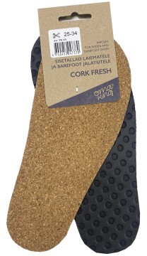 Einlegesohlen für Barfußschuhe von OMA King " Cork Fresh " Atmungsaktive Kork Sohlen zuschneidbar