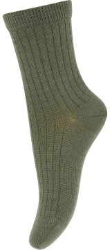 Dünne Wollsocke ~mittlere Höhe~ aus Superwasch Soft Merino Wolle Artikel 718 in 1235 Olive