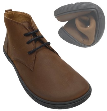 Schlichte Desert Boots / Barfußschuhe aus Hydro Leder in Braun von KOEL Modell FEA Hydro