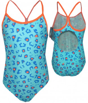 Badeanzug im Leo Design von COLOR KIDS mit dem UPF Schutz 40+ BERTHA iin TÜRKIS