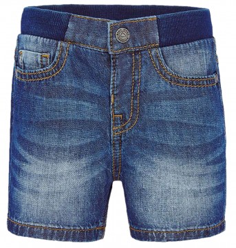 Kurze Jeansshorts Medium Blue mit leichter Waschung, Elastikeinsatz am Bund v. MAYORAL Baby 203