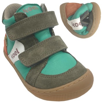 Mid Top Leder Barfußschuhe, BW Inlay & TEX v. KOEL * Dari Cotton * in PETROL / Green 07T046.12K