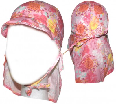 Sommermütze z. binden mit Schirm &amp; Nackenschutz in Rosa Flower Muster von MAXIMO 923100 -38