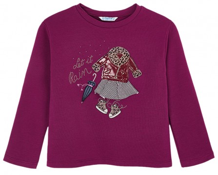 Wertig bestickter Sweater in weinrot für Mädchen von MAYORAL 4404
