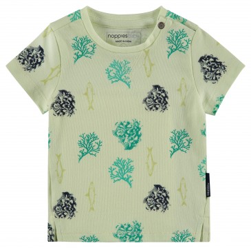 Leichtes T -Shirt in sommerlich frischem Lemon Grün mit Muster aus Organic Cotton von NOPPIES 84333
