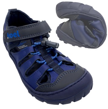Vegane Trekking Sandale / Halbsandale in Kobalt Blau Elastikschnürung &amp; Klett von KOEL MADISON