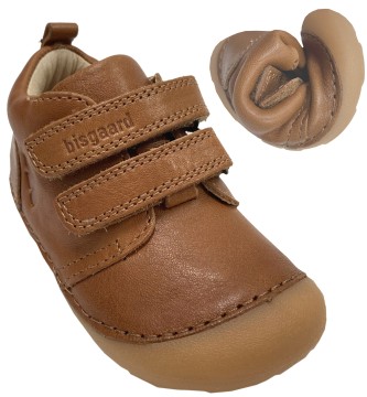 Knautschig weiche Lederschuhe / Barfußschuhe von BISGAARD * Carter * in Cognac Braun