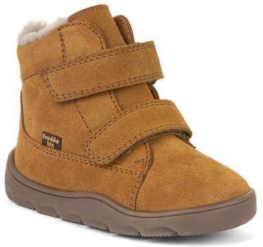 Winterstiefel aus Wildleder + TEX Membran &amp; Lammwolle, Barfußschuhe FRODDO in Cognac G2110149