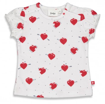 Süßes T-Shirt aus Bio BW Jersey mit roten Herzen auf Weiß von FEETJE &quot;Pomme D&#039;Amour&quot; 0674