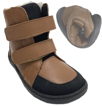 Gefütterte Barfußstiefel TEX Membran, Leder + K.Fellfutter von BABY BARE Febo Winter in Braun