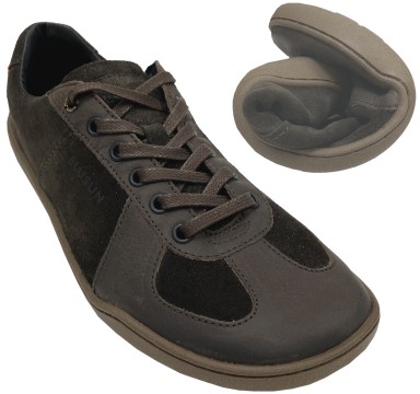 Lässiger Sneaker / Barfußschuhe in Dark Brown von BLUSUN aus Leder BLSN-200W+M