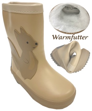 Gummistiefel Mittelschaft o.Stulpe + Warmfutter in Pastell Beige Eichhörnchen von MAXIMO 134965