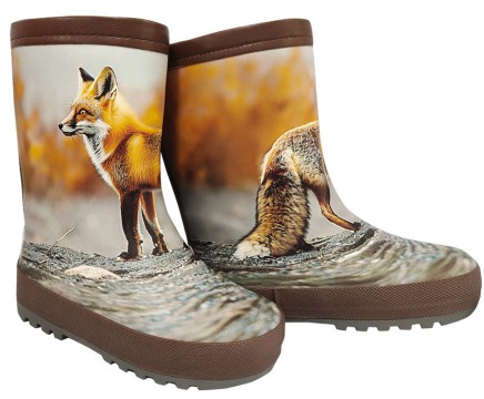 Gummistiefel Mittelschaft o.Stulpe + Warmfutter in Braun Multicolor Fuchs Fotodruck von MAXIMO 16306