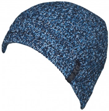 Schlichte Baumwoll Grobstrick Mütze doppelt gelegt in Blau Tönen meliert von MAXIMO 261200