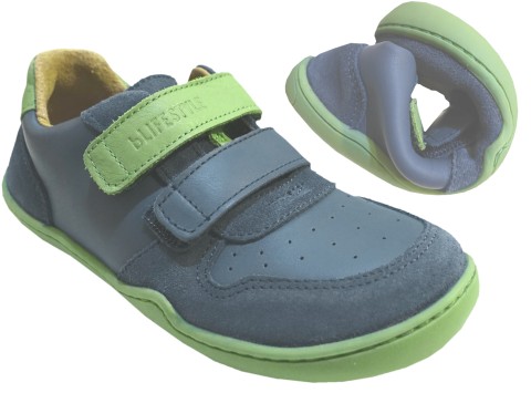 Barfußschuhe / flache Sneaker aus BIO Leder in Meerblau / Lemon von bLIFESTYLE ANURA 13406L280