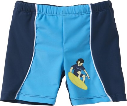 Badeshorts + Windeleinsatz mit Kordelzug * Surfer auf Blauem Meer * UPF 50+ v. PLAYSHOES 461005