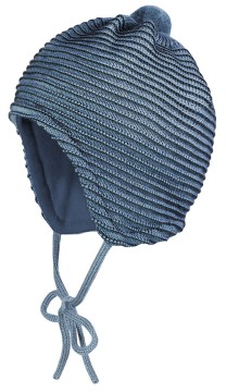 Strickmütze aus Merino Wolle z. binden in Jeansblau mit BW Fleece Futter von MAXIMO 380700