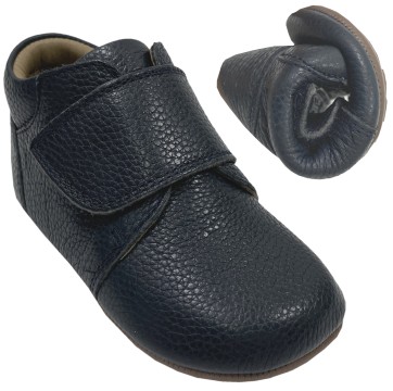 Softe Lederschuhe mit Minimalsohle &amp; breitem Klett von BUNDGAARD Modell TANNU in Dark Navy