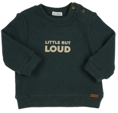 Cooler Sweater in Strickoptik in Flaschengrün Front Print &quot; Little But Loud &quot; von GYMP 2668