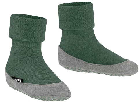 COSYSHOE - Warm haltender & rutschsicherer Hausschuh aus Wolle von FALKE in Grün / Seaweed