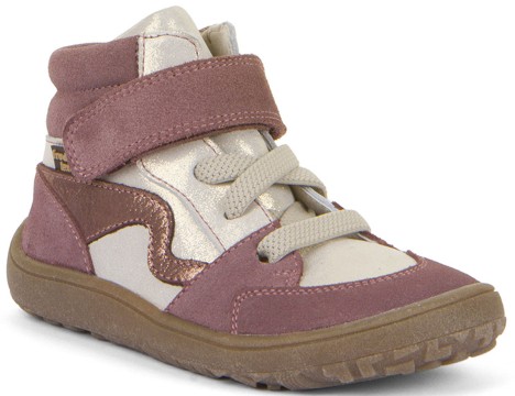 Halbhohe Barfußschuhe, Leder + TEX Membran &amp; Textil Futter in Rose Glitzer FRODDO G3110256