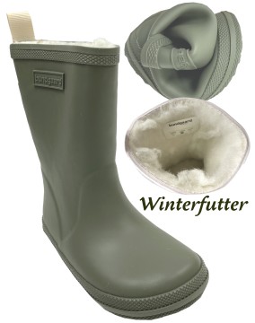 Barfuß Gummistiefel aus Naturkautschuk ASPEN mit dickem Wollfutter von BUNDGAARD in Army Green